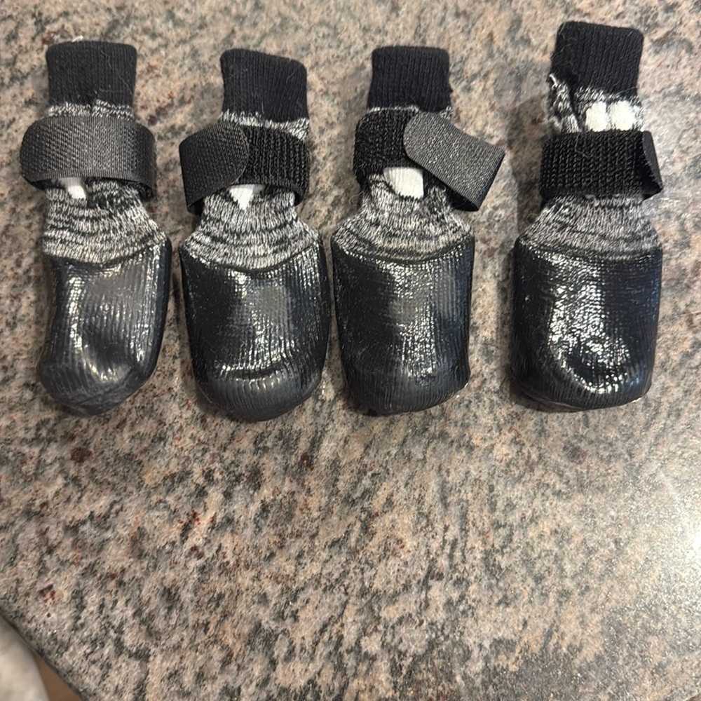 Black Dog Booties with Velcro Straps